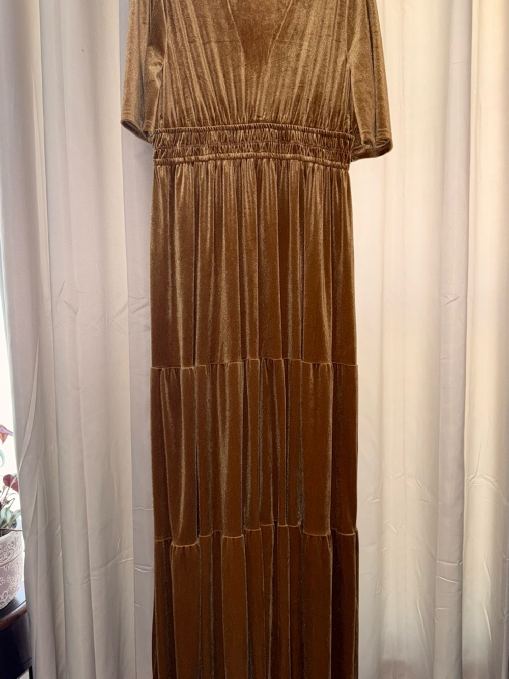 Baltic Born Gold Velvet Tiered Maxi Dress - Picture 3 of 5